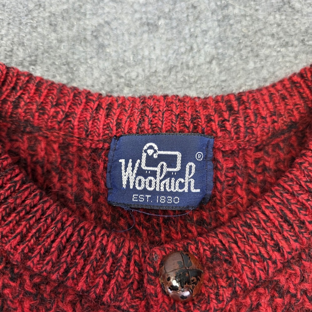 Vintage Woolrich Sweater Mens LG 85% Wool Blend Crew Neck Pullover Knit Red/BLK - Picture 2 of 4